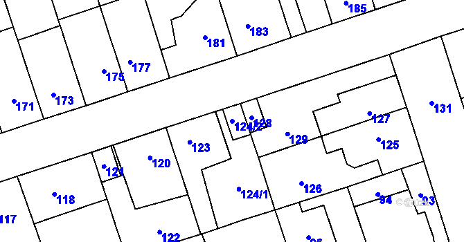 Parcela st. 124/2 v KÚ Libušín, Katastrální mapa