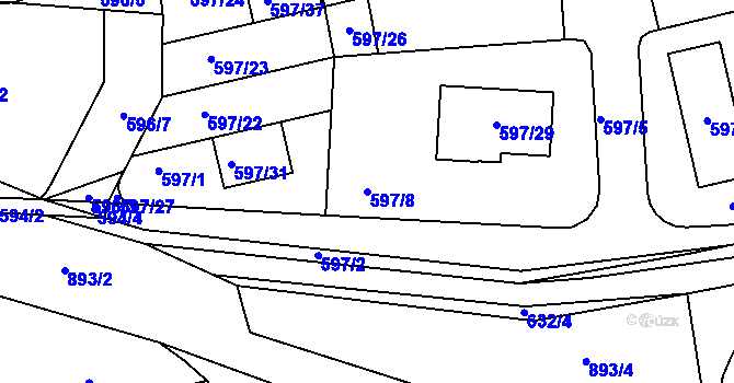 Parcela st. 597/8 v KÚ Libušín, Katastrální mapa