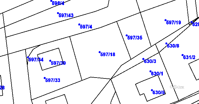 Parcela st. 597/18 v KÚ Libušín, Katastrální mapa