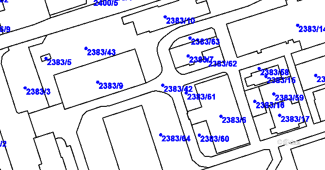 Parcela st. 2383/42 v KÚ Libušín, Katastrální mapa