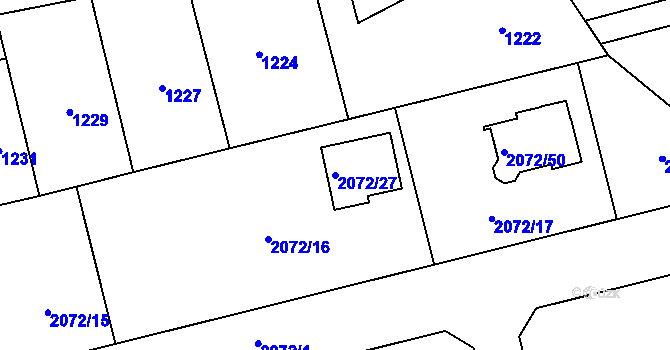 Parcela st. 2072/27 v KÚ Libušín, Katastrální mapa