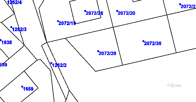 Parcela st. 2072/29 v KÚ Libušín, Katastrální mapa