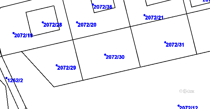 Parcela st. 2072/30 v KÚ Libušín, Katastrální mapa