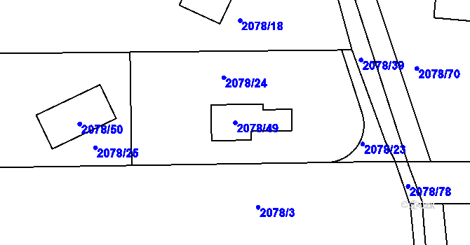 Parcela st. 2078/49 v KÚ Libušín, Katastrální mapa