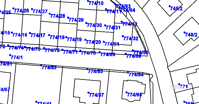 Parcela st. 774/69 v KÚ Libušín, Katastrální mapa
