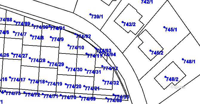 Parcela st. 774/94 v KÚ Libušín, Katastrální mapa