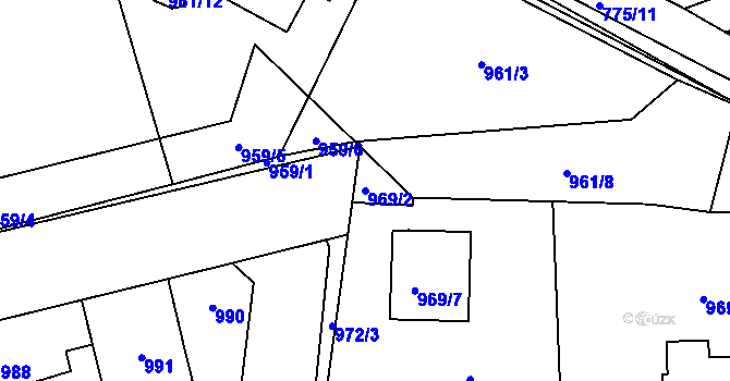 Parcela st. 969/2 v KÚ Libušín, Katastrální mapa