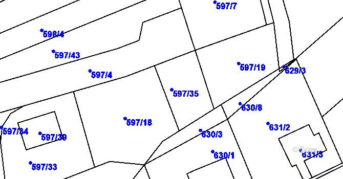 Parcela st. 597/35 v KÚ Libušín, Katastrální mapa