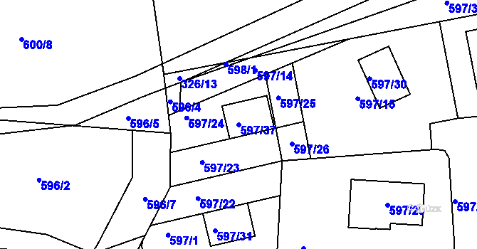 Parcela st. 597/37 v KÚ Libušín, Katastrální mapa