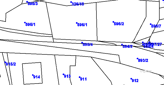Parcela st. 595/4 v KÚ Libušín, Katastrální mapa