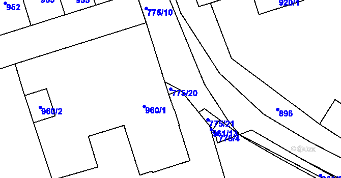 Parcela st. 775/20 v KÚ Libušín, Katastrální mapa
