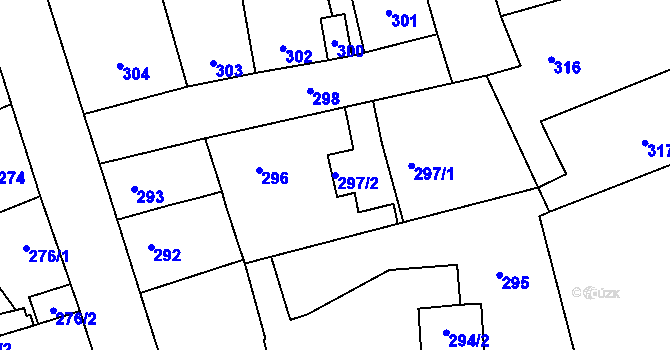 Parcela st. 297/2 v KÚ Libušín, Katastrální mapa
