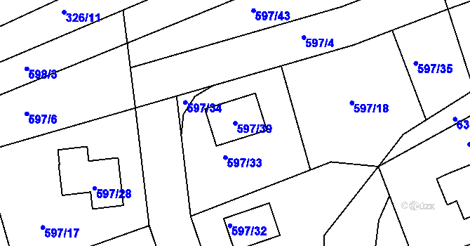 Parcela st. 597/39 v KÚ Libušín, Katastrální mapa