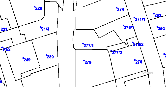 Parcela st. 277/1 v KÚ Libušín, Katastrální mapa