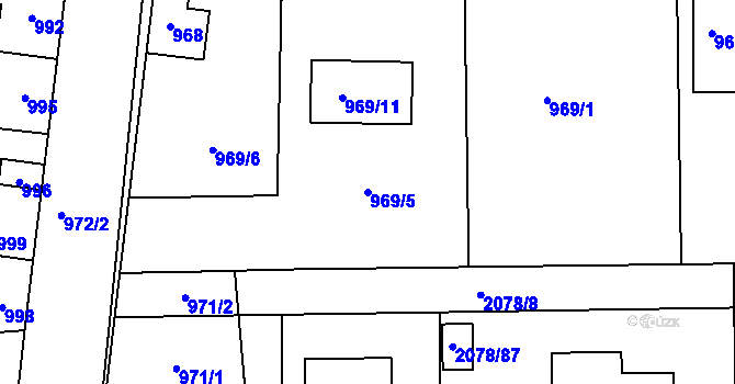 Parcela st. 969/5 v KÚ Libušín, Katastrální mapa