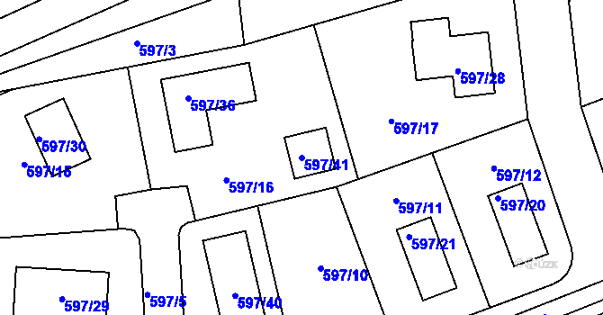 Parcela st. 597/41 v KÚ Libušín, Katastrální mapa