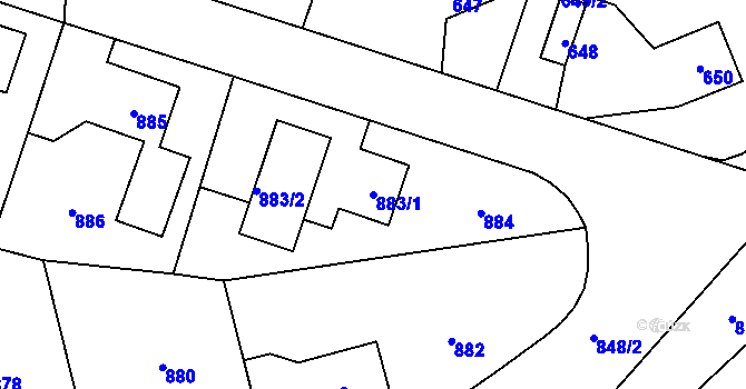 Parcela st. 883/1 v KÚ Libušín, Katastrální mapa