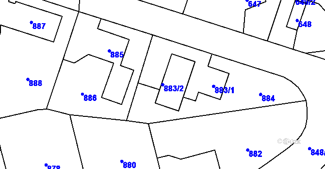 Parcela st. 883/2 v KÚ Libušín, Katastrální mapa