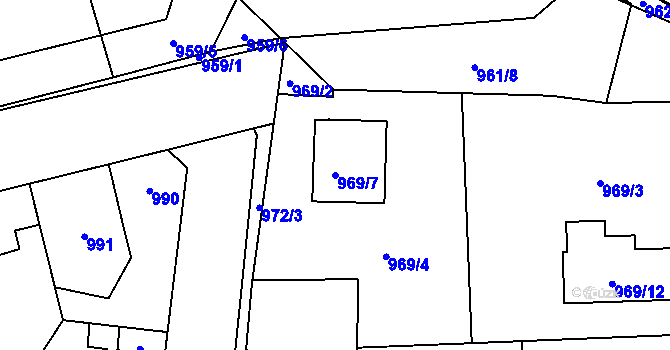 Parcela st. 969/7 v KÚ Libušín, Katastrální mapa