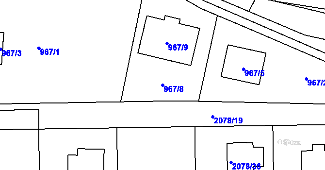 Parcela st. 967/8 v KÚ Libušín, Katastrální mapa
