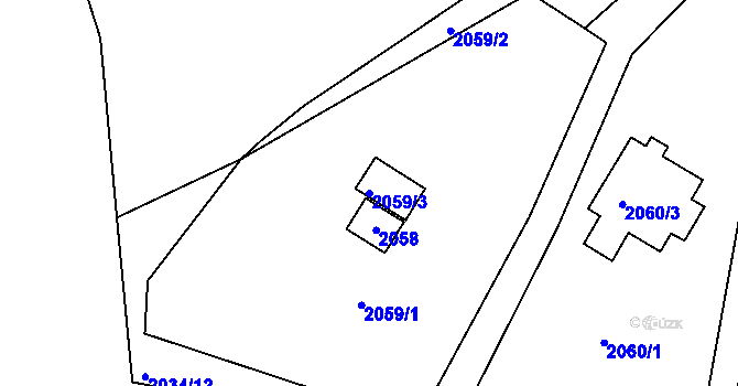 Parcela st. 2059/3 v KÚ Libušín, Katastrální mapa