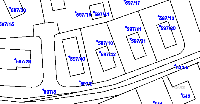 Parcela st. 597/42 v KÚ Libušín, Katastrální mapa