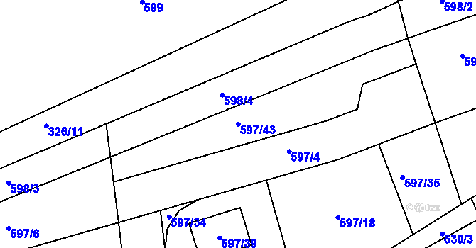 Parcela st. 597/43 v KÚ Libušín, Katastrální mapa