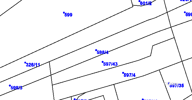 Parcela st. 598/4 v KÚ Libušín, Katastrální mapa