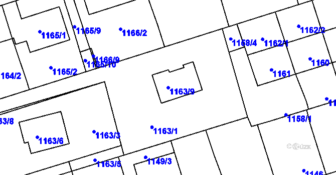 Parcela st. 1163/9 v KÚ Libušín, Katastrální mapa