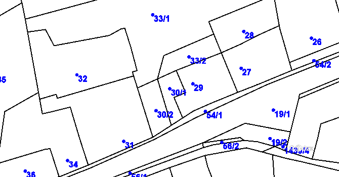 Parcela st. 30/1 v KÚ Libušín, Katastrální mapa