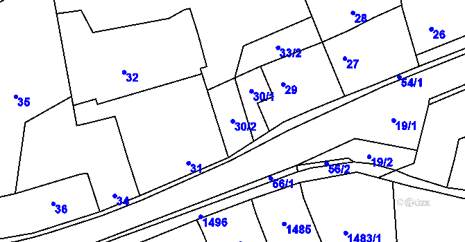 Parcela st. 30/2 v KÚ Libušín, Katastrální mapa