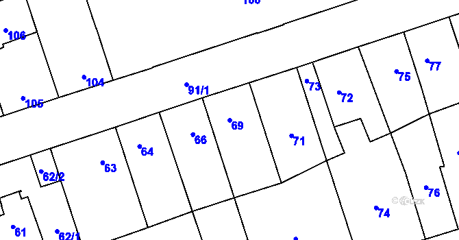 Parcela st. 69 v KÚ Libušín, Katastrální mapa