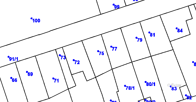 Parcela st. 75 v KÚ Libušín, Katastrální mapa