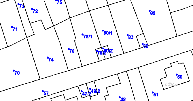 Parcela st. 78/2 v KÚ Libušín, Katastrální mapa