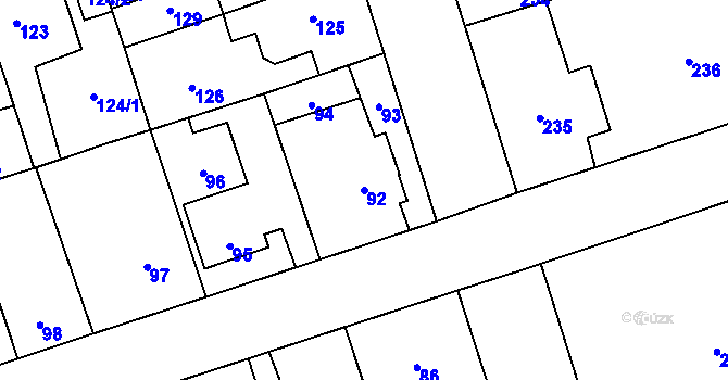 Parcela st. 92 v KÚ Libušín, Katastrální mapa