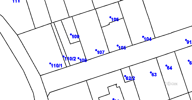 Parcela st. 107 v KÚ Libušín, Katastrální mapa