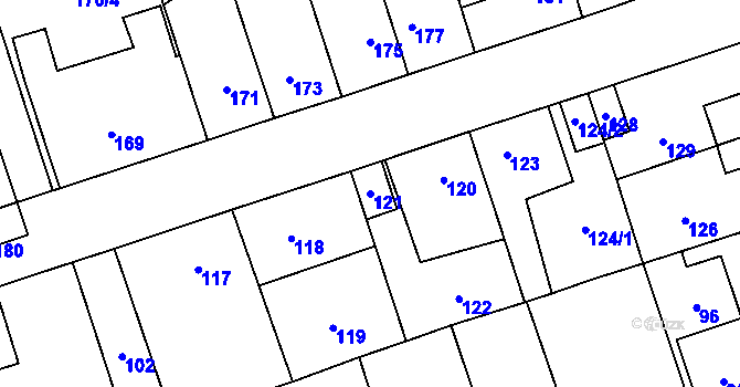 Parcela st. 121 v KÚ Libušín, Katastrální mapa