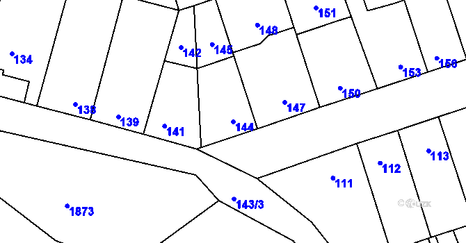 Parcela st. 144 v KÚ Libušín, Katastrální mapa