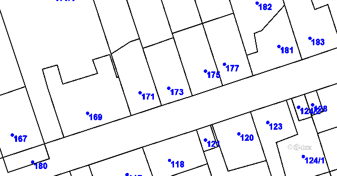 Parcela st. 173 v KÚ Libušín, Katastrální mapa