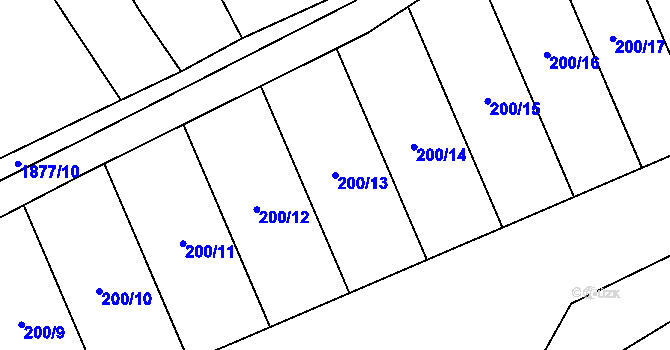 Parcela st. 200/13 v KÚ Libušín, Katastrální mapa