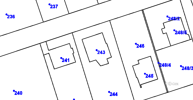 Parcela st. 243 v KÚ Libušín, Katastrální mapa