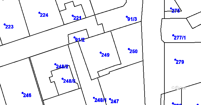 Parcela st. 249 v KÚ Libušín, Katastrální mapa