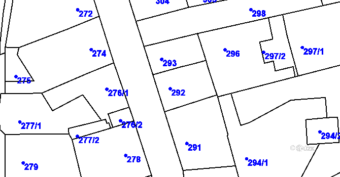 Parcela st. 292 v KÚ Libušín, Katastrální mapa