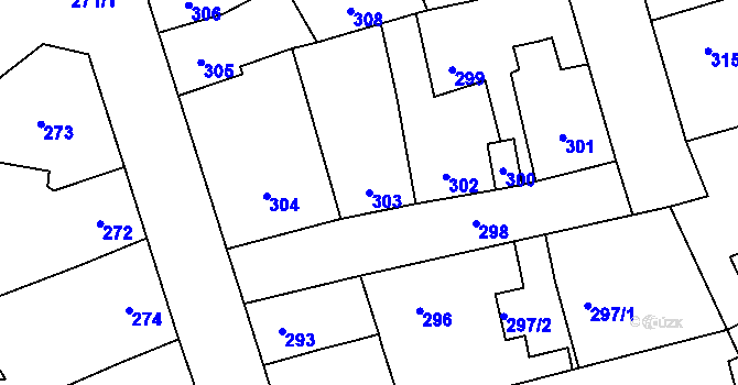Parcela st. 303 v KÚ Libušín, Katastrální mapa
