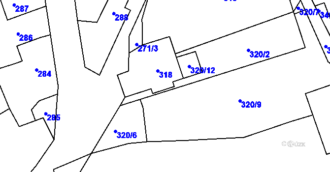 Parcela st. 320/3 v KÚ Libušín, Katastrální mapa