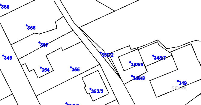Parcela st. 350/2 v KÚ Libušín, Katastrální mapa