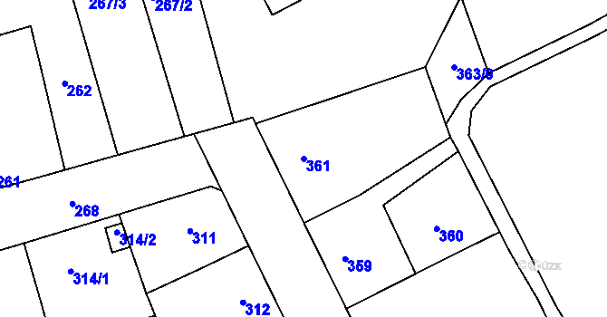 Parcela st. 361 v KÚ Libušín, Katastrální mapa