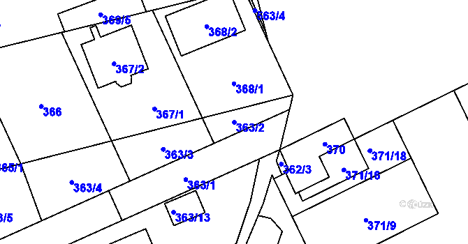 Parcela st. 363/2 v KÚ Libušín, Katastrální mapa
