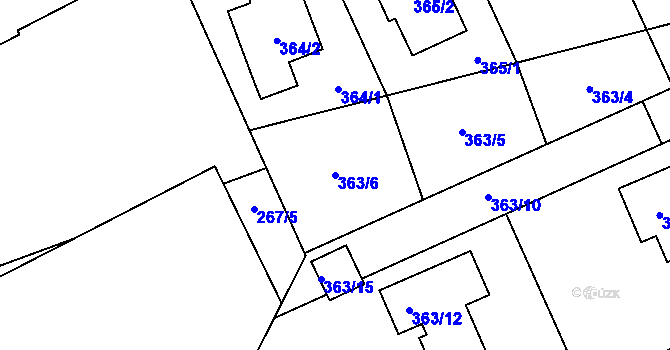 Parcela st. 363/6 v KÚ Libušín, Katastrální mapa