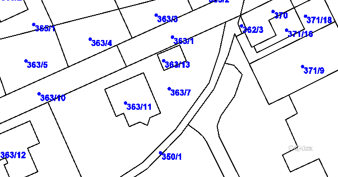 Parcela st. 363/7 v KÚ Libušín, Katastrální mapa